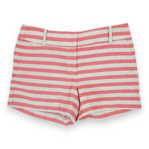 Ann‎ Taylor Loft The Riviera Short Womens Size 0 Pink Linen Blend Striped Shorts